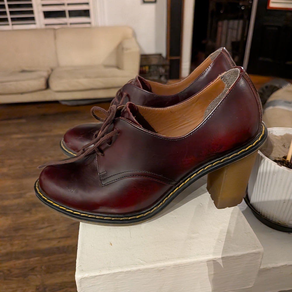Dr. Martens Vintage 90s Burgundy Heeled Rare Lace-Up Shoes